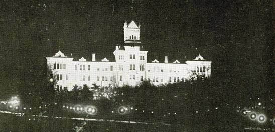Old Main Floodlit.Nov 28 1916.