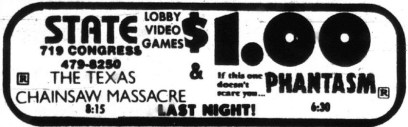 Texas Chainsaw Massacre Ad.State Theater