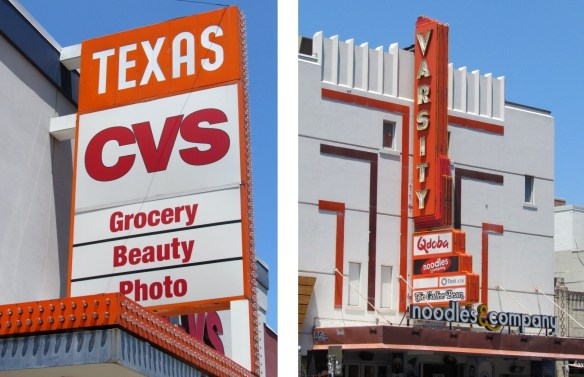Texas and Varsity Marquees