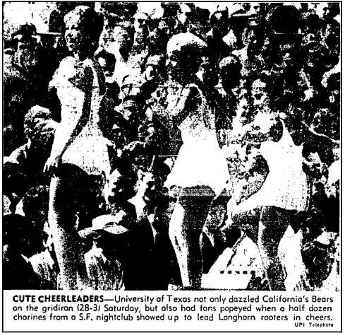 UPI Image.Texas Cal Cheerleaders.1961